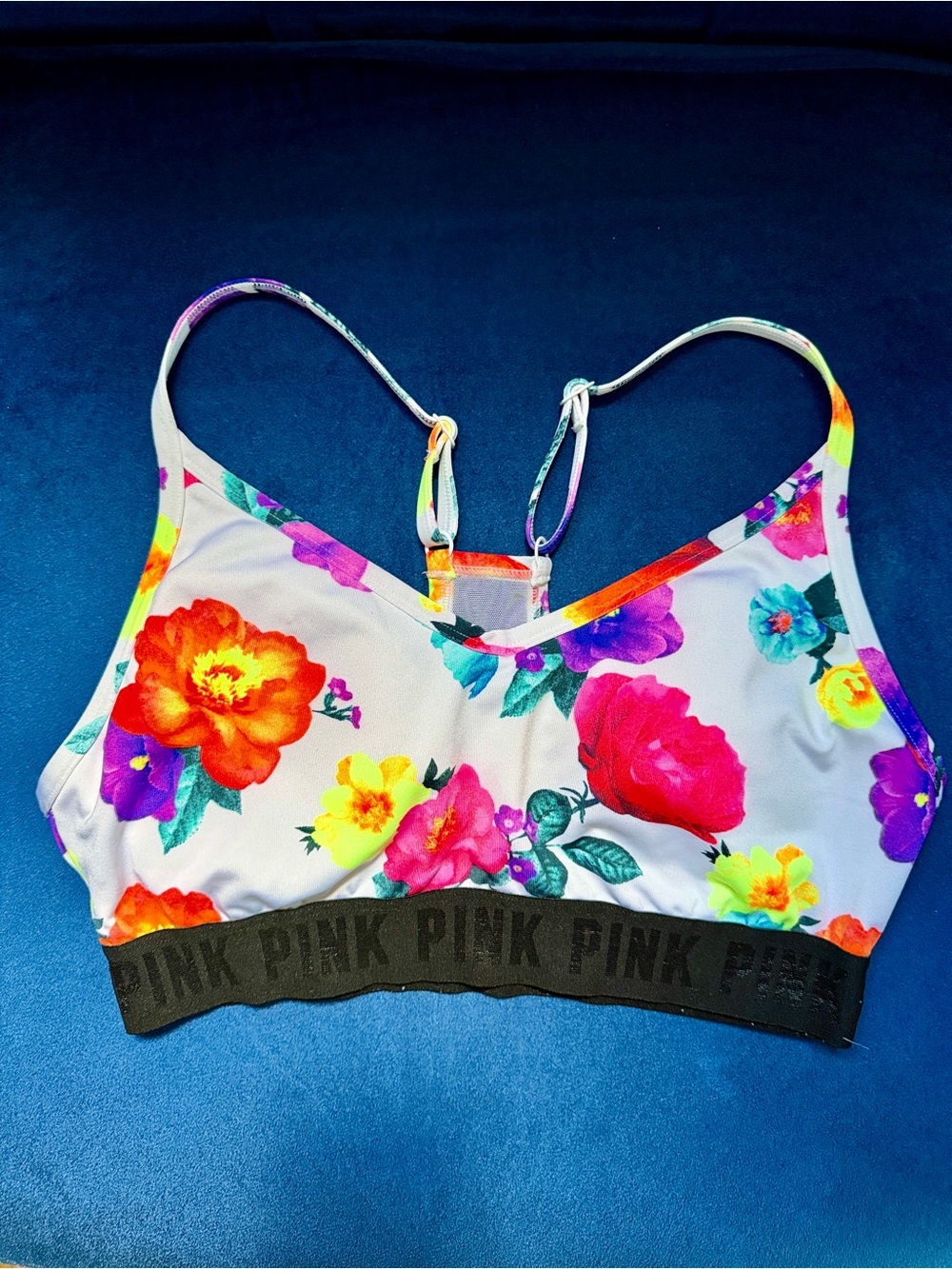 Victoria's Secret PINK White Floral-Accent Bra | Size Medium